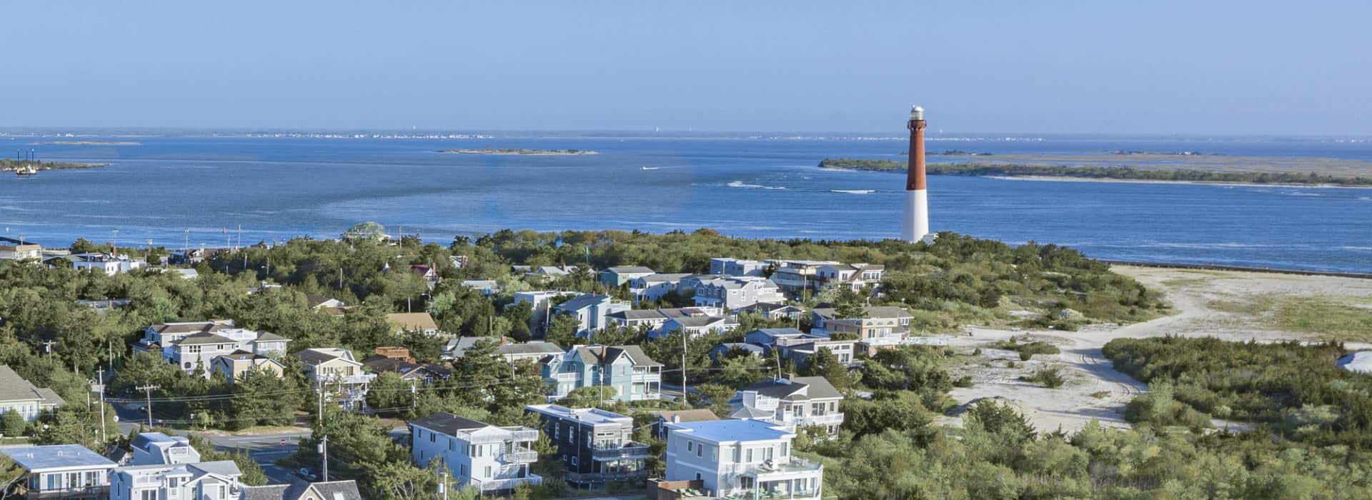 Long Beach Island NJ Barnegat Lighthouse aerial